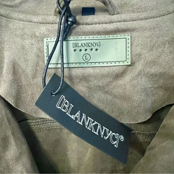 Blank NYC Faux Suede Moto Jacket in Olive Green • Size Large • NEW WITH TAGS - Picture 7 of 7